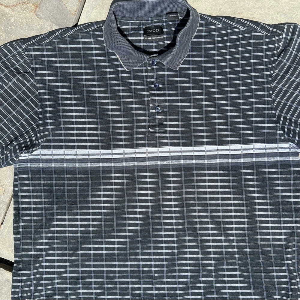 Y2k Rectangle Pattern Chest Stripe Polo - image 4